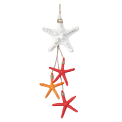 Enfeite Natal estrela do Mar x4 p/pendurar (branco vermelho) 25x9cm