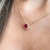 Conjunto Fucsia Cravejado Banho Ouro 18k - Lerrozê