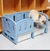 cama para mascotas azul elevada con dos compartimentos - QPerron