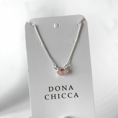 Colar Zircônia Oval Rosa - Dona chicca pratas