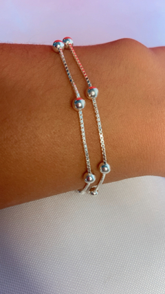 Pulseira de bolinhas grossa prata 925 - comprar online