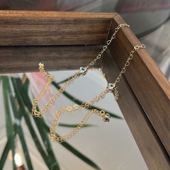 Pulseira olho Grego com detalhe no fecho de Coração Banhado em Ouro 18 K