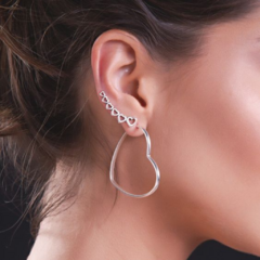 Brinco Prata 925 Ear Cuff Coração Vazado - loja online