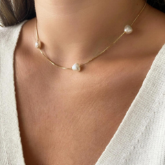 Choker Perola Coração Banhada a Ouro 18 K - comprar online