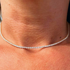 Gargantilha Choker Riviera Cristal Zircônia Banhado a Ouro 18 K - comprar online