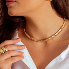 Gargantilha ou Choker Lacraia Grossa 5 M Banhada a Ouro 18 K