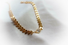 Pulseira escama com Cristal banhada a Ouro 18 K