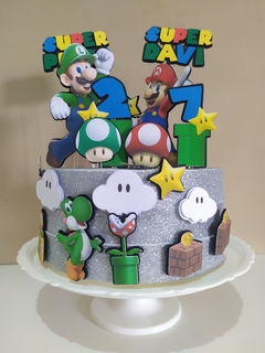 Topo de bolo em camadas Super Mario