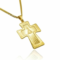 Pingente Crucifixo Nossa Senhora Oração (4,2cmX2,8cm) (Banho Ouro 24k) - comprar online