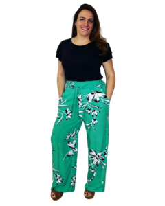 Calça Feminina Pantalona Estampada Raquel em Viscose - BFF - comprar online