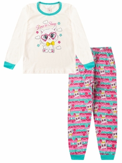 Pijama Feminino Infantil Menina Inverno em Meia Malha Estampado