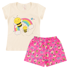 Kit 2 Pijamas Infantil Menina Verão em Meia Malha Estampado - comprar online