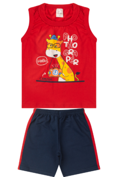 Conjunto Infantil Menino Verão Camiseta Regata em Meia Malha e Bermuda em Moletinho com Elástico - Schin Modas