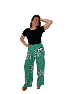 Calça Feminina Pantalona Estampada Raquel em Viscose - BFF na internet