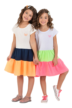 Kit 4 Vestidos Infantil Menina Verão em Meia Malha Babados Três Marias - comprar online