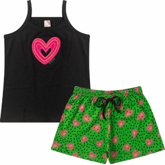 Kit 2 Conjuntos Infantil Juvenil Menina Verão Blusa De Alcinha e Shorts com Elástico em Cotton - loja online