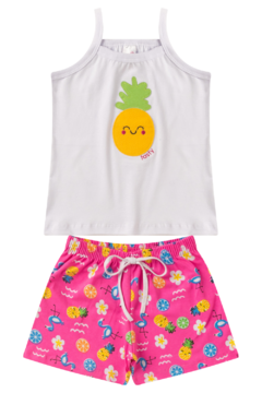 Kit 3 Conjuntos Infantil Menina Verão Blusa de Alcinha e Shorts com Elástico Malha com Elastano - Schin Modas