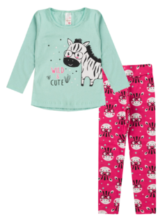 Conjunto Infantil Bebê Meia Estação Blusa Manga Longa e Calça Legging Algodão com Elastano - BFI - Schin Modas