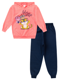 Conjunto de Moletom Infantil Menina com Capuz - BFI