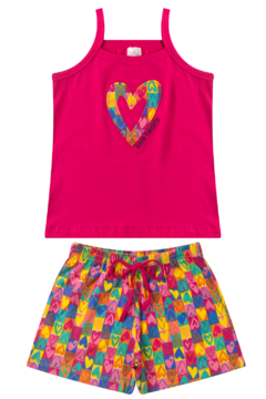 Kit 2 Conjuntos Infantil Menina Verão Blusa de Alcinha e Shorts com Elástico Malha com Elastano na internet