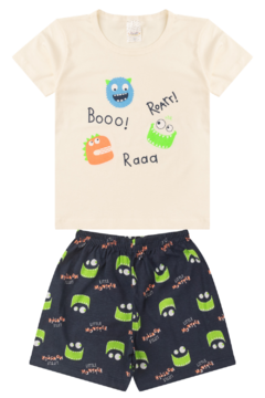 Kit 3 Pijamas Infantil Menino Verão em Meia Malha Estampado - comprar online