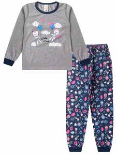 Kit 3 Pijamas Feminino Infantil Menina Inverno em Meia Malha Estampado na internet