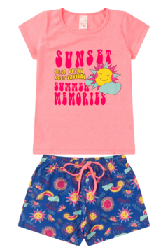 Kit 3 Conjuntos Infantil Menina Verão Blusa Manga e Shorts com Elástico na internet