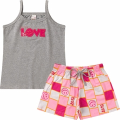 Kit 3 Conjuntos Infantil Juvenil Menina Verão Blusa De Alcinha e Shorts com Elástico em Cotton - comprar online