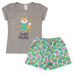 Kit 3 Pijamas Infantil Menina Verão em Meia Malha Estampado - Schin Modas