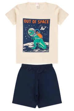 Kit 2 Pijamas Infantil Juvenil Menino Verão em Meia Malha Estampado - comprar online