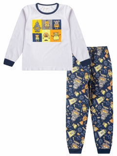 Kit 2 Pijamas Masculino Infantil Menino Inverno em Meia Malha Estampado - Schin Modas