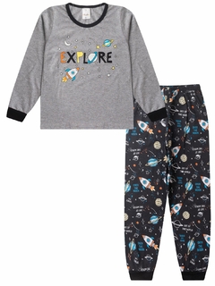 Kit 3 Pijamas Masculino Infantil Menino Inverno em Meia Malha Estampado