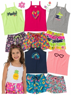 Conjunto Infantil Menina Verão Blusa de Alcinha em Cotton