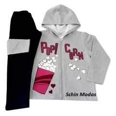 Conjunto Moletom Infantil Menina Cinza Mescla - BFI - comprar online