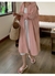 Vestido longo de algodão feminino, Vestidos de verão, Robe solto, Puro, Rosa, - loja online