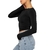 Mulheres Outono Slim Cropped Tops Cor sólida Em torno do pescoço manga comprid na internet