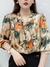 Blusa de meia manga feminina de chiffon, camisa estampada, gola borboleta, tops - comprar online