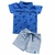 Conjunto Infantil Menino-Camisa polo+short moletinho REIREX-Tamanho G