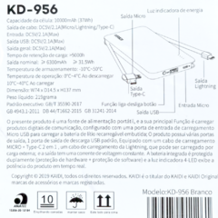 Kaidi - Power Bank KD-956 - 10000mAh - comprar online