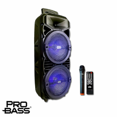 PARLANTE PORTATIL PRO BASS WAVE 208 C/MIC. WOOFER 2X8