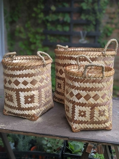 Canasto de bambu y rattan - comprar online