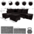 Sofá de canto com chaise central - 6 Posições Diferentes - Espuma D33 - Veludo - Preto - comprar online