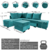Sofá de canto com chaise central - 6 Posições Diferentes - Espuma D33 - Veludo - Tiffany - comprar online