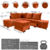 Sofá de canto com chaise central - 6 Posições Diferentes - Espuma D33 - Veludo - Terra-Cota - comprar online