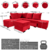 Sofá de canto com chaise central - 6 Posições Diferentes - Espuma D33 - Veludo - Vermelho - comprar online