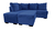 Sofá de canto com chaise central - 6 Posições Diferentes - Espuma D33 - Veludo - Azul - Sofabrica Estofados - Seu Conforto Começa Aqui!