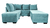 Sofá de canto com chaise central - 6 Posições Diferentes - Espuma D33 - Veludo - Tiffany