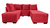 Sofá de canto com chaise central - 6 Posições Diferentes - Espuma D33 - Veludo - Vermelho