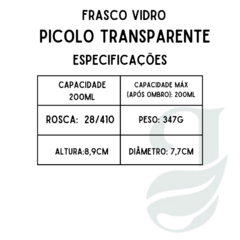 FRASCO VD 200ml R.28/410 PICOLO CILIN TRANSP - comprar online