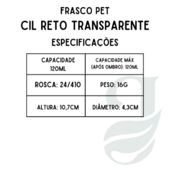 FRASCO PET 120ml R.24/410 CILIN RETO TRANSP - comprar online